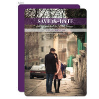 Purple Banner Photo Save the Date Cards