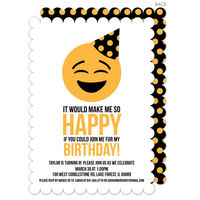 Black So Happy Emoji Birthday Invitations