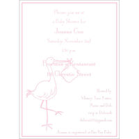 Pink Stork Baby Shower Invitations