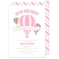 Pink Hot Air Balloon Shower Invitations