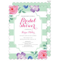 Seafoam Vintage Flower Bridal Shower Invitations