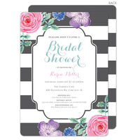 Grey Vintage Flower Bridal Shower Invitations