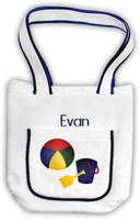 Boy's Cotton Velour Tote Bag with Beach Ball and Pail Design