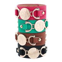 Leather Cuff Bracelet with Monogram Disk