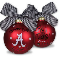 University of Alabama Glass Christmas Ornament