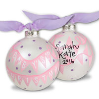Pink Baby's First Glass Christmas Ornament