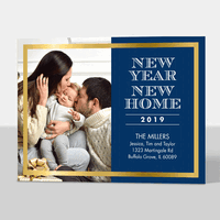 Blue New Year New Home Photo Announcements