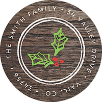 Christmas Rustic Holly Round Address Labels
