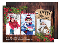 Rustic Pine Flat Holiday Photo Cards