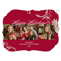 Red Flourish Holiday Photo Cards