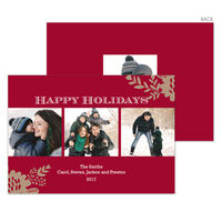 Red Floral Flourish Holiday Photo Cards