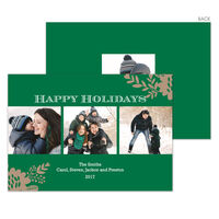 Green Floral Flourish Holiday Photo Cards