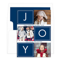 Navy Joy Blocks Holiday Photo Cards