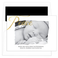 Black Gold Foil Peace Swash Holiday Photo Cards