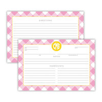 Pink Gingham Recipe Cards