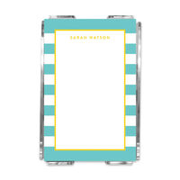 Turquoise Stripe Memo Sheets in Holder