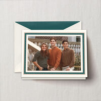 Engraved Teal and Copper Dots Top Fold Holiday Digital Photo Card