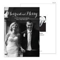 Vertical Married and Merry Holiday Photo Cards