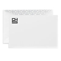 Hand Engraved Pearl White Correspondence Card with Monogram