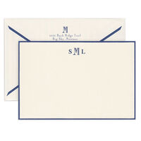 Derbyshire Monogram Regent Blue Bordered Correspondence Card