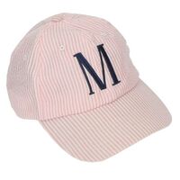 Pink Seersucker Monogrammed Baseball Cap