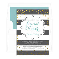 Grey with Gold Confetti Bridal Shower Invitations