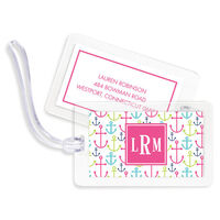 Pink Happy Anchors Luggage Tags
