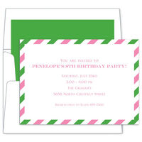 Pink and Green Stripe Border Invitations