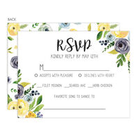 Yellow and Blue Corner Flowers Response Cards