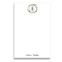 Green Wreath Initial Notepad