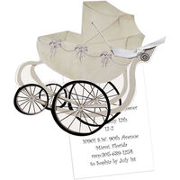 Oh Baby Periwinkle Carriage Die-cut  Invitations