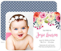 White Watercolor Roses Photo Birth Announcements