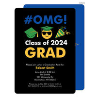 Blue Class of Emoji Graduation Invitations