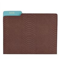 Personalized Cognac Embossed Python Leather File Folder