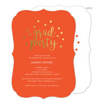 Orange Grad Party Confetti Dot Invitations