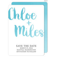 Blue Ombre Save The Date Announcements