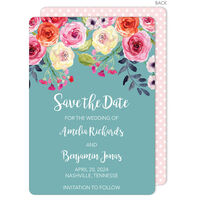 Blue Watercolor Roses Save the Date Announcements