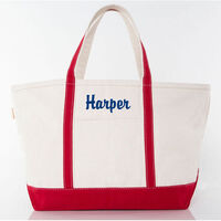 Personalized Large Red Trimmed Classic Tote