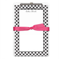 Black Gingham Border Notepads with Clipboard
