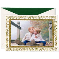 Golden Leaves Photo Foldover Holiday Cards