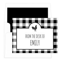 Gingham Rooster Folded Note Cards