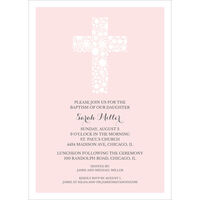Floral Lace Cross Baptism Invitations