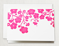 Plum Blossom Boxed Folded Note Cards - Letterpress