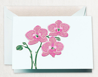 Violet Orchid Boxed Folded Note Cards - Hand Engraved