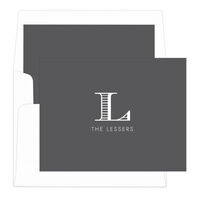 Grey Striped Initial Foldover Note Cards