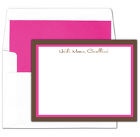 Chocolate Brown/Shocking Pink Flat Note Cards