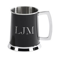 Personalized Polished Stainless Steel Black Tankard