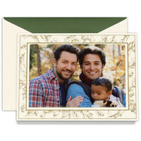 Etched Holly Folded Photo Holiday Cards