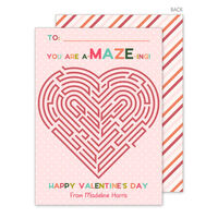Pink Maze Valentine Exchange Cards