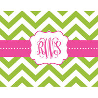 Big Chevron Green and Hot Pink Folded Note Cards